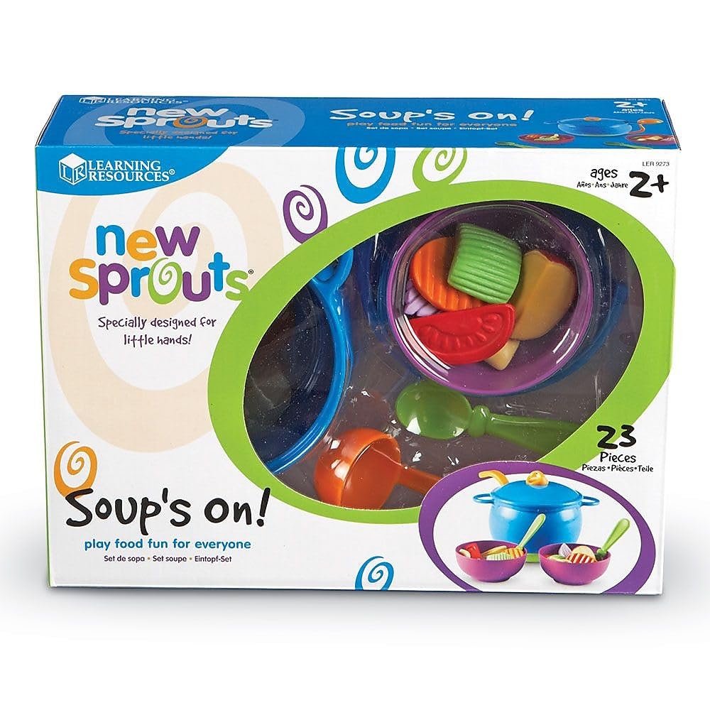 Learning Resources New Sprouts Soup's On! Pretend Play Toy for Toddlers, Preschool Learning Toys, Kitchen Play Toys for Kids