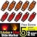 TMH 10 Pcs 2.5 Inch 5 Amber + 5 Red Super Flux LED Side Marker Fender Light 12V DC Universal for Trucks RV Cab Surface Mount 2 Diodes AA12