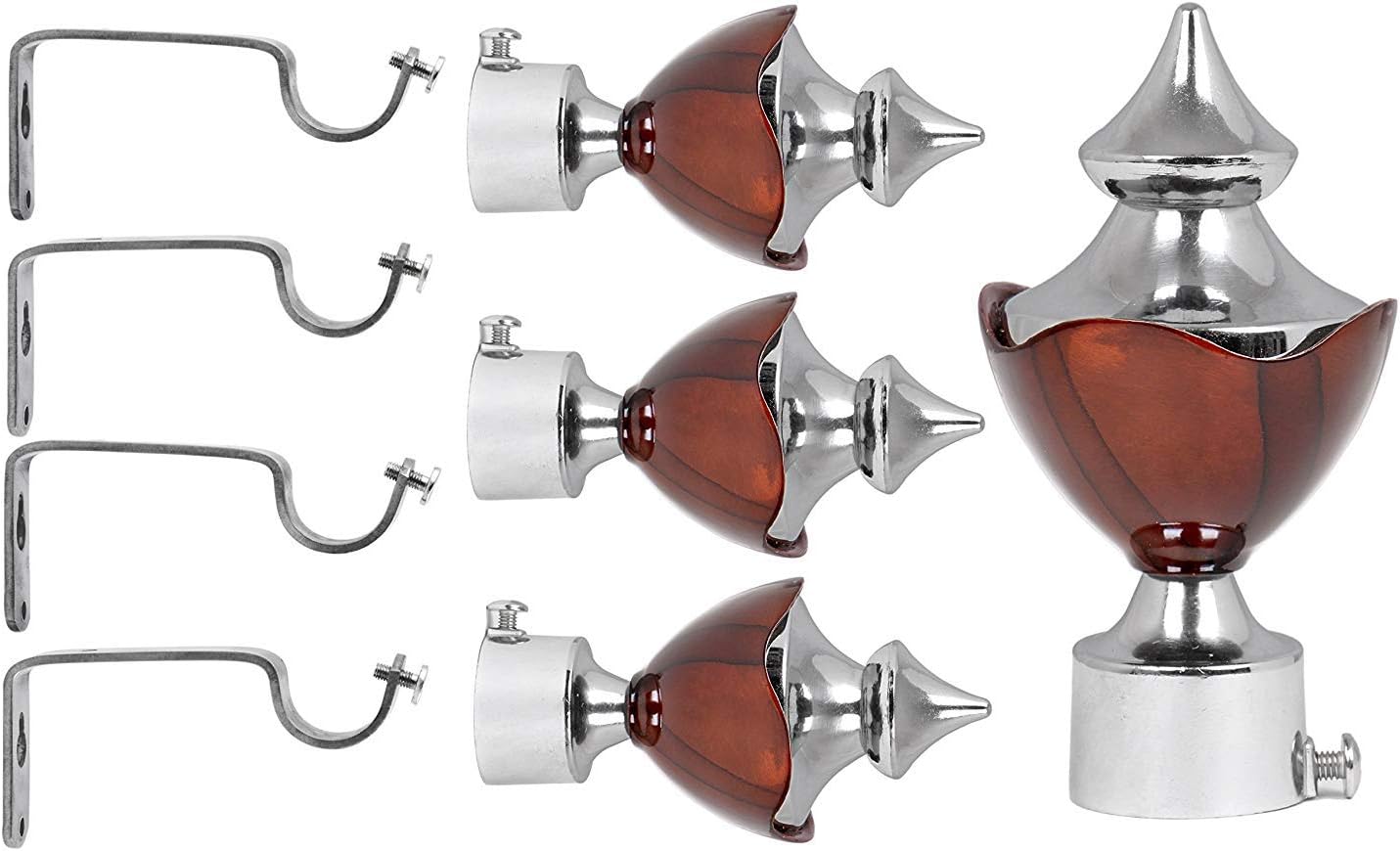 S Decor Copper White Metal Curtain Finial with Brackets, 10 feet - Pack of 4