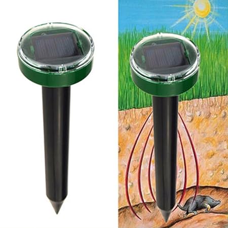 Solar Lights,Advanced Solar Power Sonic Wave Mole Snack Deterrent and Repeller ON/Off Button for Garden Yard Field Farm, Electronic Rechargeable Battery Mice Repellent-No Poison(70mm*260mm)