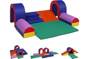 TODEFULL 10 Piece Foam Climbing Blocks, Soft Climbing Toys for Toddlers, Lightweight Baby Climbing Gym, Indoor Baby Activity Play Set for Crawling Climbing and Sliding