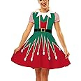 Ainuno Ugly Christmas Dress for Women Red Green Print Holiday Dresses for Xmas