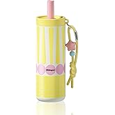 Sidagar 24 oz Insulated Tumbler, Stainless Steel Coffee Mug with Lid and Straw, Leak-proof Reusable BPA-Free Cup, Commute Yoga Office Travel, Star Charm - Vibrant Lemon Yellow