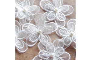 ESH7 10pcs Butterfly White Lace Flower Applique Trim for Wedding Dress Garment Accessories Decoration Sew On Lace Fabric