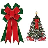 Hying Large Christmas Bows for Wreath, Red Green Velvet Wreath Bows for Xmas Décor Christmas Velvet Winter Bow for Front Door Indoor Outdoor Wall Tree Topper Decoration Supplies Christmas Ornament