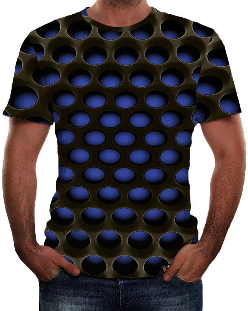 HuaMore Men's Summer 3D Printed Short Sleeves Fashion Comfort Blouse Top