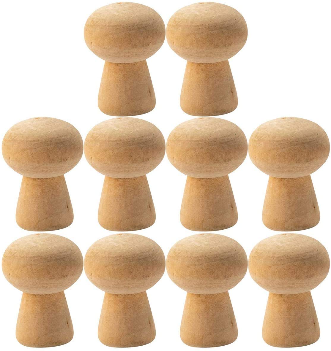 VOANZO 10pcs Wooden Mushroom Head Small Wooden Sculpture DIY Painting Wooden Ornament Craft Christmas Festival Decoration