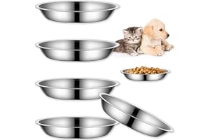 YUZI 4Packs Cat-Bowls Cat Food Bowl - 6.1 Inch Stainless Steel Cats Feed Bowl for Indoor Cats Shallow and Wide Wet Food Plate Pet Feeding Whisker Fatigue Relief Pet Plate for Kitten Puppy Small Dog