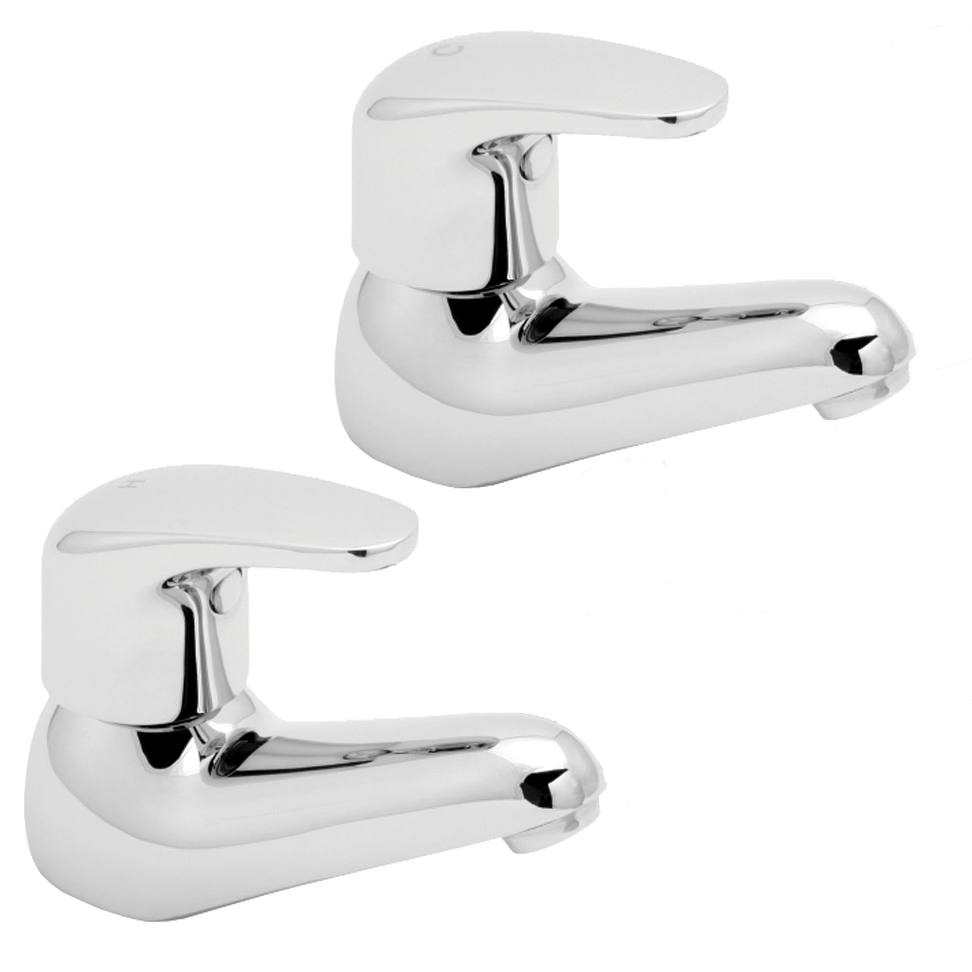 Deva ADORE102 Adore Top Lever Handle Chrome Bath Taps Hot & Cold Water Deck Mounted Dual Bathroom Tub Filler Silver Faucet Pair ADORE102-12 Year Warranty, Set of 2 Pieces