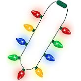 5Pcs Christmas Necklace, 9 Bulbs Christmas Light Up Necklace Bulk with 3 Glow Modes, Colorful Xmas Light Necklaces for Ugly Sweater Christmas Accessories Xmas New Year Party Favor Festival Decor