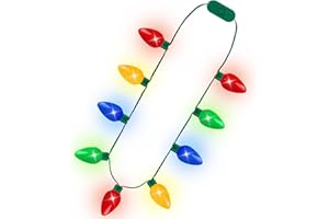 Blowata Christmas Necklace, 1Pcs Light up Christmas Accessories with 9 Bulbs, Colorful 3 Glow Modes Light Xmas Necklaces, Ugly Sweater Costumes Accessories for Xmas Party Favor Festival Supplies