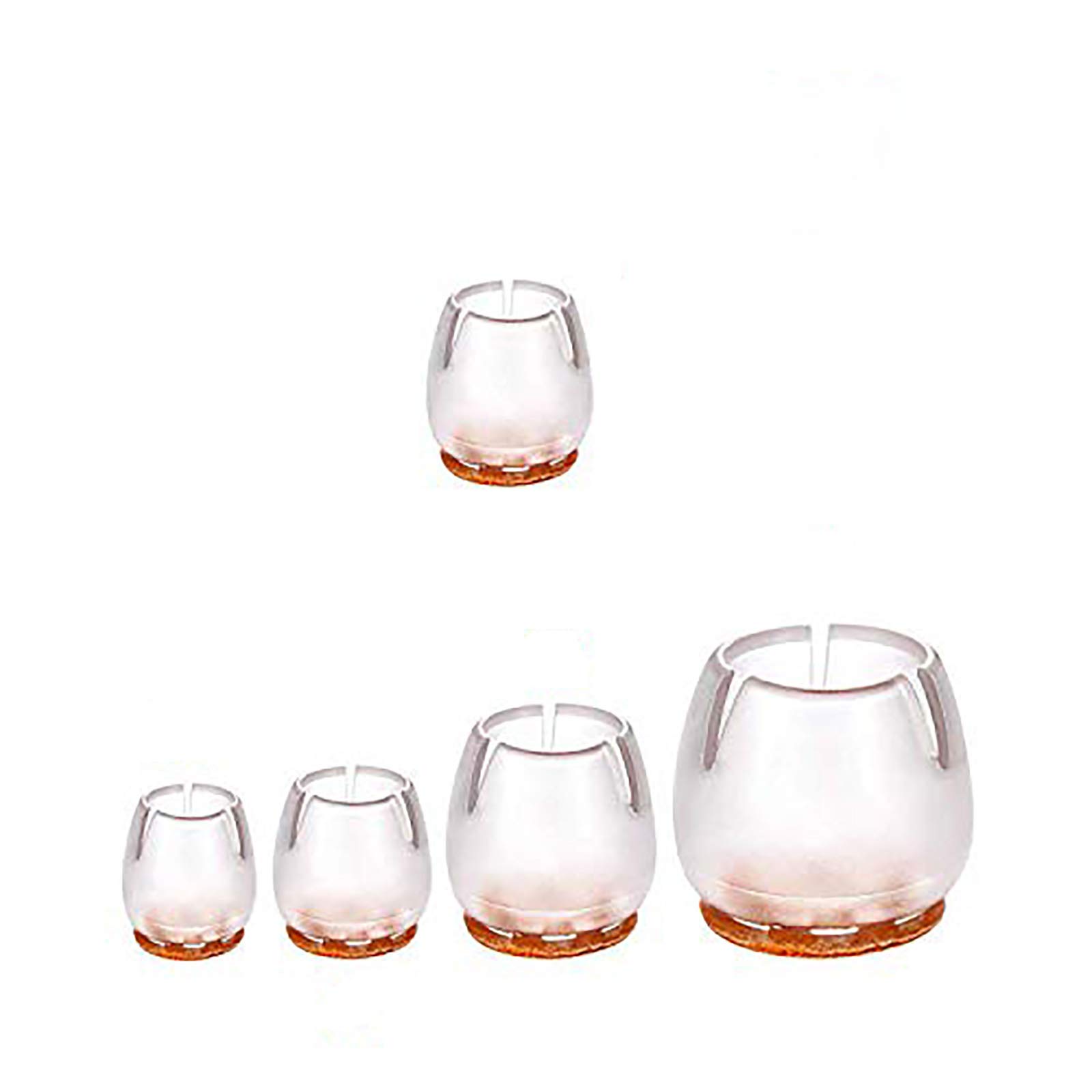 TSACTE Chair Leg Caps, Round Clear Silicone Table Furniture Leg Feet Tips Covers Wood Floor Protectors, Felt Pads, Fit Diameter 11/16 to 7/8 Inch (1.7-2.2cm)