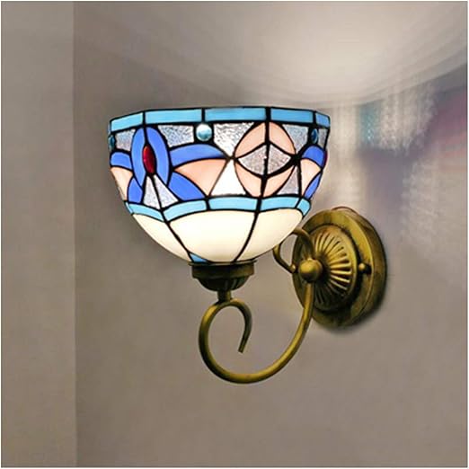 Amazon 8 インチウォールランプ ティファニースタイルウォールライト手作りステンドグラスランプシェード バスルームミラーヘッドライトベッドサイドウォールライト E27ネジ口 110 240v A Olz ブラケットライト