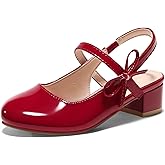 Coutgo Girls Dress Shoes Flower Girl Mary Jane Low Heels Wedding Party Bow Pumps for Toddler Little Big Kid