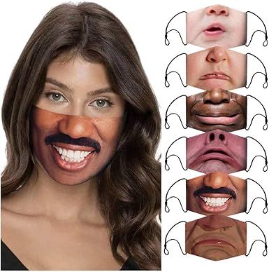 Amazon Com Hzsgg Kexulit Unisex 4 7pcs Novelty Funny Print Face Masc Bandanas Washable Reusable A 6pcs Clothing