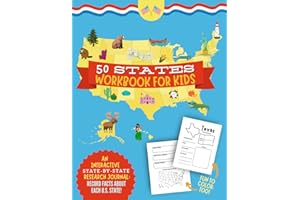50 States Workbook for Kids: Fun US State Research Workbook to Learn the 50 States and Capitals (US State Workbook with Maps, United States Workbook ... USA States Coloring & Activity Book for Kids)