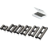 CHIPNEW 2.54MM DIP IC Socket kit,Tin-Coated Brass,8P/14P/16P/18P/20P/24P | 300mil Narrow Body Machined IC Sockets,Round Pin Round Hole Solderable,for OP-AMP ICs MCU Breadboard PCB