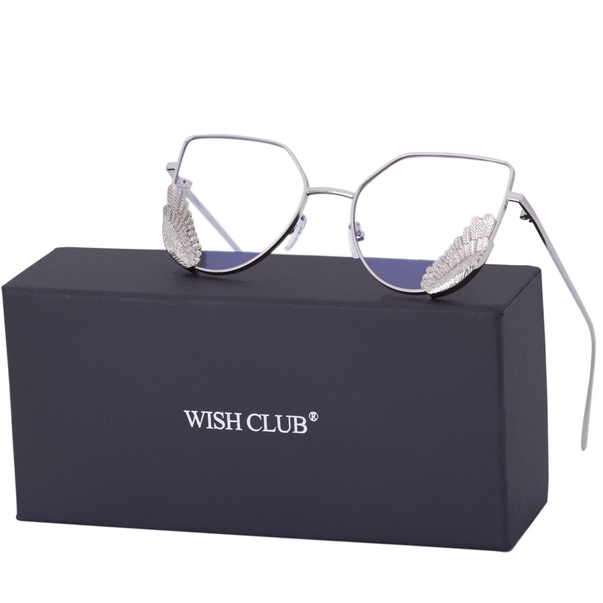 WISH CLUB Women Cat Eye Sunglasses Fashion Designer Transparent UV 400 Stylish Modern Party Glasses (Silver2)