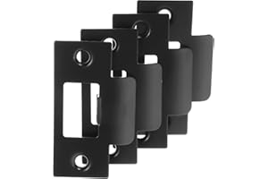DOITOOL 4Pcs Door Strike Plate Black Deadbolt Strike Plate Stainless Steel Door Strike Plate Door Reinforcement Plate