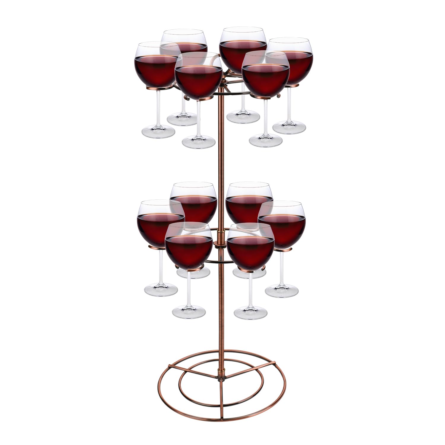 NQEUEPN Champagne Display Stand, Cocktail Drinks Tree Stand 2 Tiers 12 Holders Metal Champagne Tower Stand Wine Glass Drink Cup Shelves Rack for Beverage Cocktails Martini Margarita Bar Party