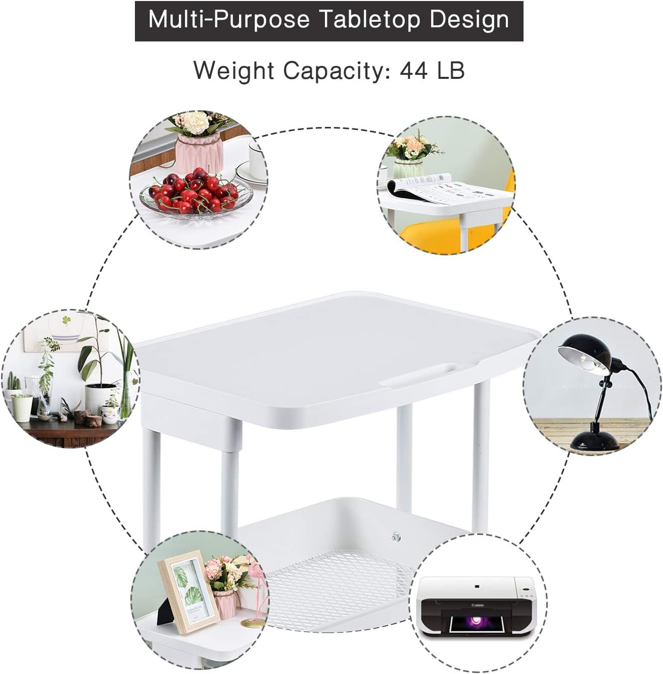 TOOLF 3-Tier Metal Rolling Storage Cart with Practical Tabletop, 3-Tier Metal Serving Rolling Cart with Contral Handle,Trolley Organizer with Locking Wheels for Library Office Classroom Home Dedroom: Kitchen & Dining