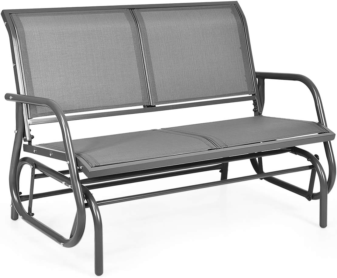 Giantex Swing Glider Chair 48 Inch with Spacious Space, 2 People Swing Lounge Glider Chair Cozy