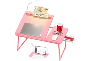 CloudTrip Plus XL Adjustable 17in Laptop Desk with Light, USB Port, iPad Holder, Drawer Storage - Larger 23.6IN Adjustable La