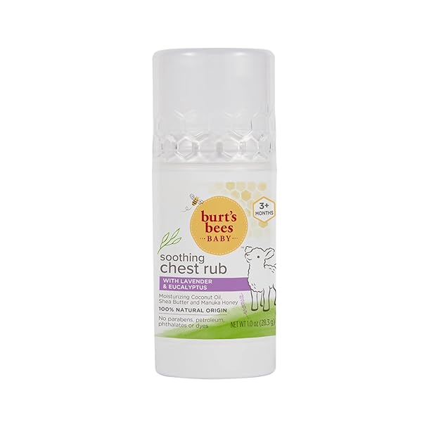 BURT’S BEES BABY CHEST RUB STICK, COCONUT OIL, SHEA BUTTER AND MANUKA HONEY LAVENDER & EUCALYPTUS, WHITE, 1 OUNCE
