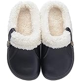 Aconhop Fur Lined Clogs Waterproof Slippers Fleece Lined Clogs for Women Men Fuzzy Winter Warm Indoor Outdoor Shoes