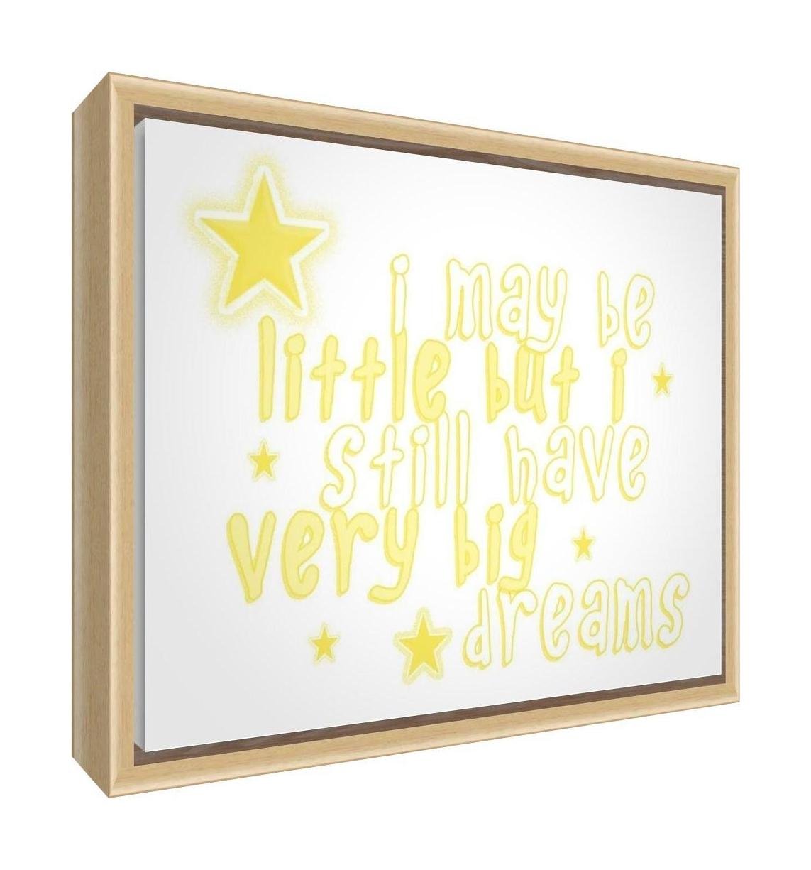 Feel Good Art Eco-Printed and Framed Nursery Canvas with Solid Natural Wooden Frame (44 x 34 x 3 cm, Medium, Yellow, I May Be Little But i Have Very Big Dreams)