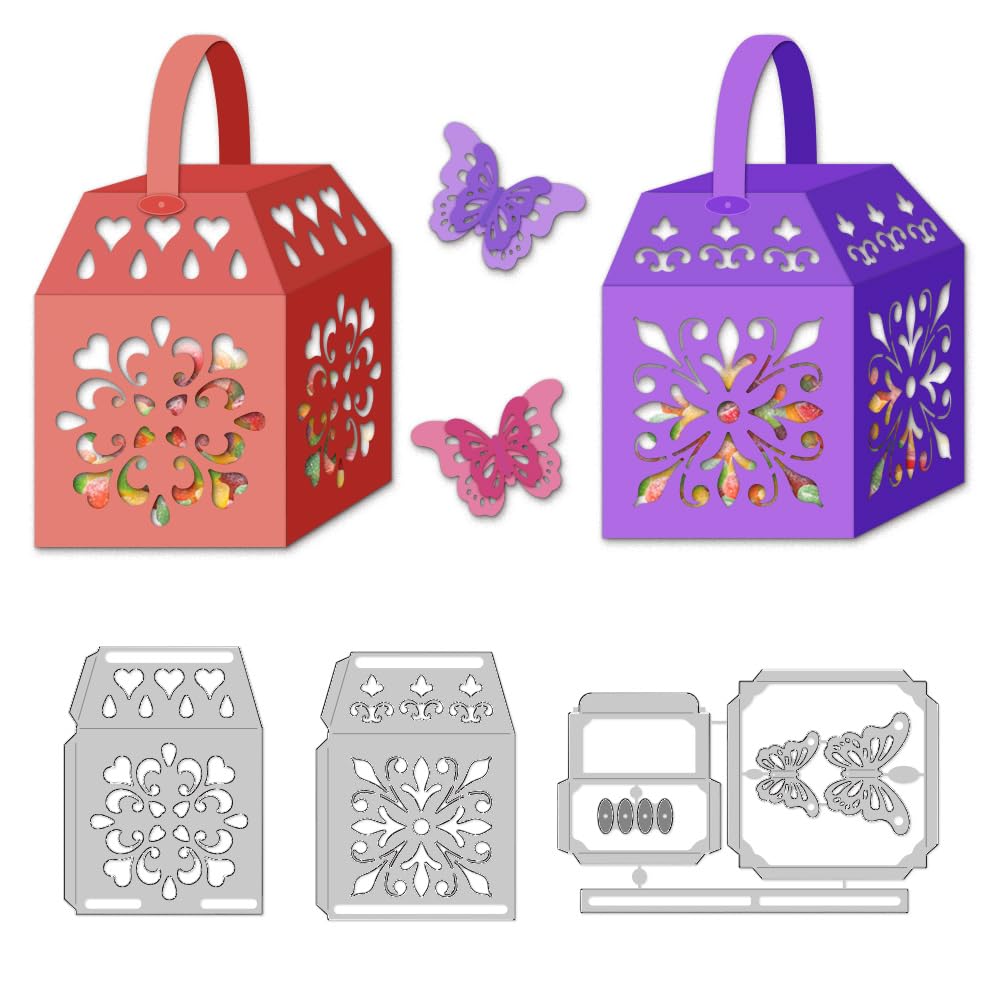 DELORIGIN Hollow Out 3D Candy Box Carbon Steel Cutting Dies Card Scrapbooking Embossing Template Hollow Box Carbon Steel Cutting Stencils for Candy Boxes Paper Case Gift Carton Making