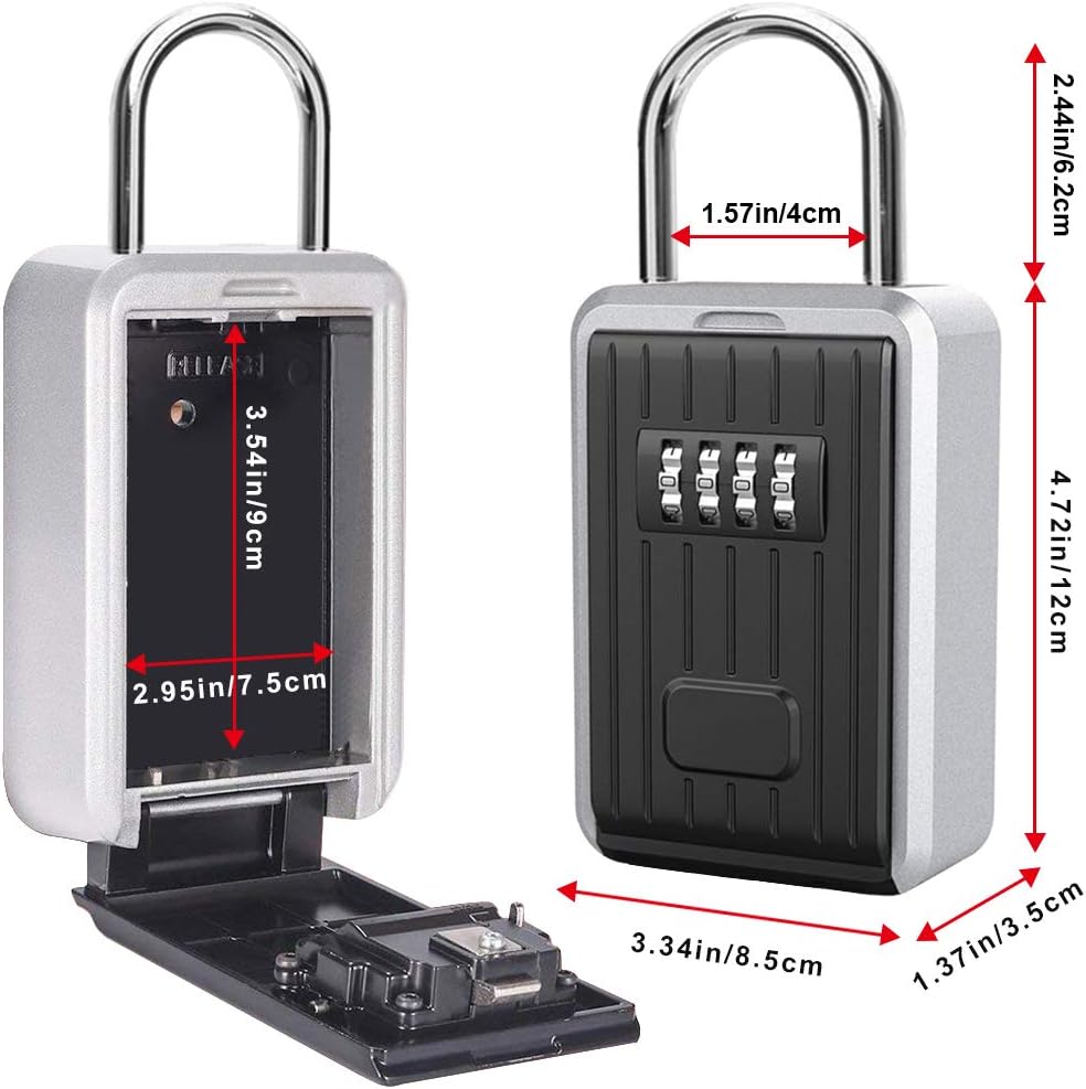 Caja de Seguridad para Llaves, Montaje en Pared Candado Caja Llaves Codigo de 4 Dígitos Combinación, Almacenamiento Seguro para Exterior, Casa, Coche, Garaje, Escuela [Grande Capacidad] (Negro): Amazon.es: Bricolaje y herramientas