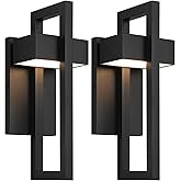 LamQee Outdoor Wall Lights Modern Exterior Lighting Fixtures, 3000K Integrated LED Outdoor Wall Sconce Lighting 2 Packs, Matt