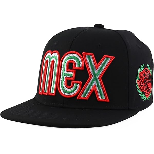 Trendy Apparel Shop MEX 3D Embroidered Snapback Cap - Flat Bill, Adjustable, 6-Panel Cotton Hat
