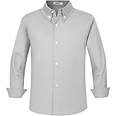ScHaXjm Boys' Long Sleeve Pure Cotton Classic Collar Buckle Dress Shirt Boys 4-18 Years