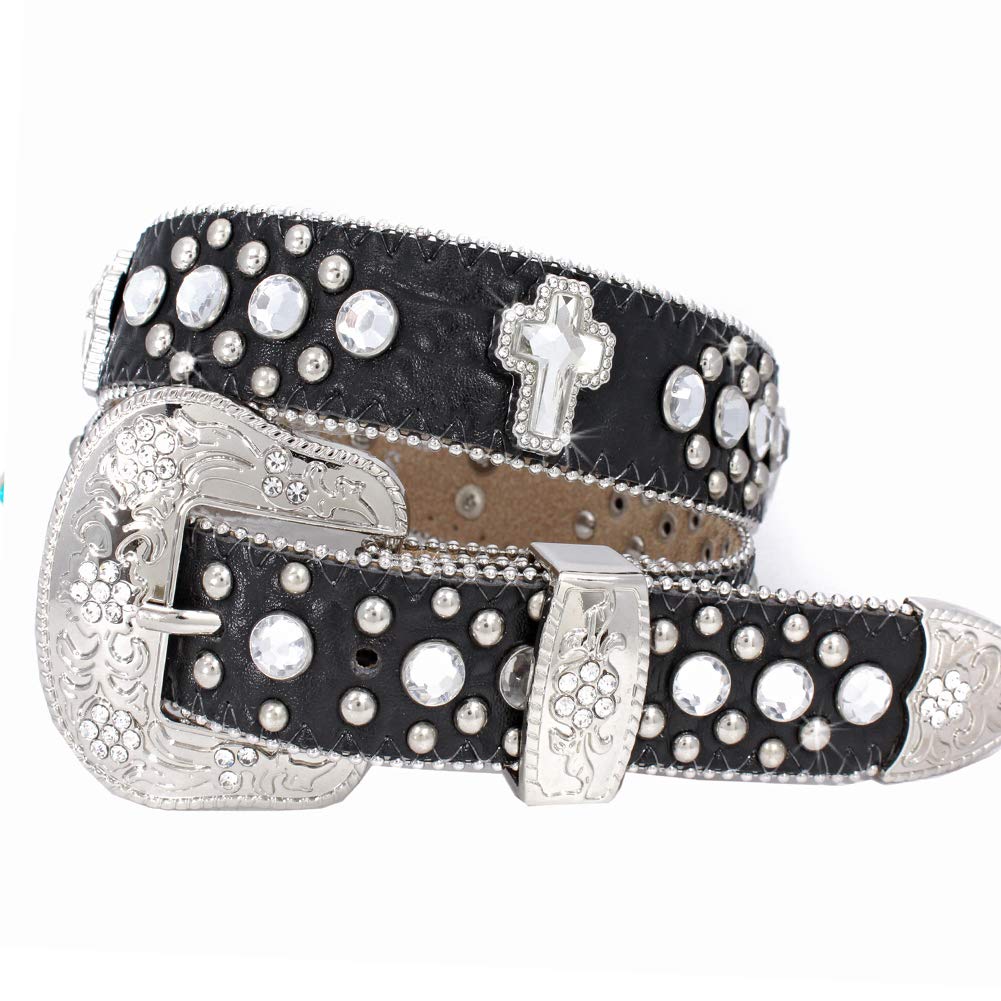 XS-1371-KIDS GIRLS WESTERN BELTS CROSS RHINESTONE BELTS