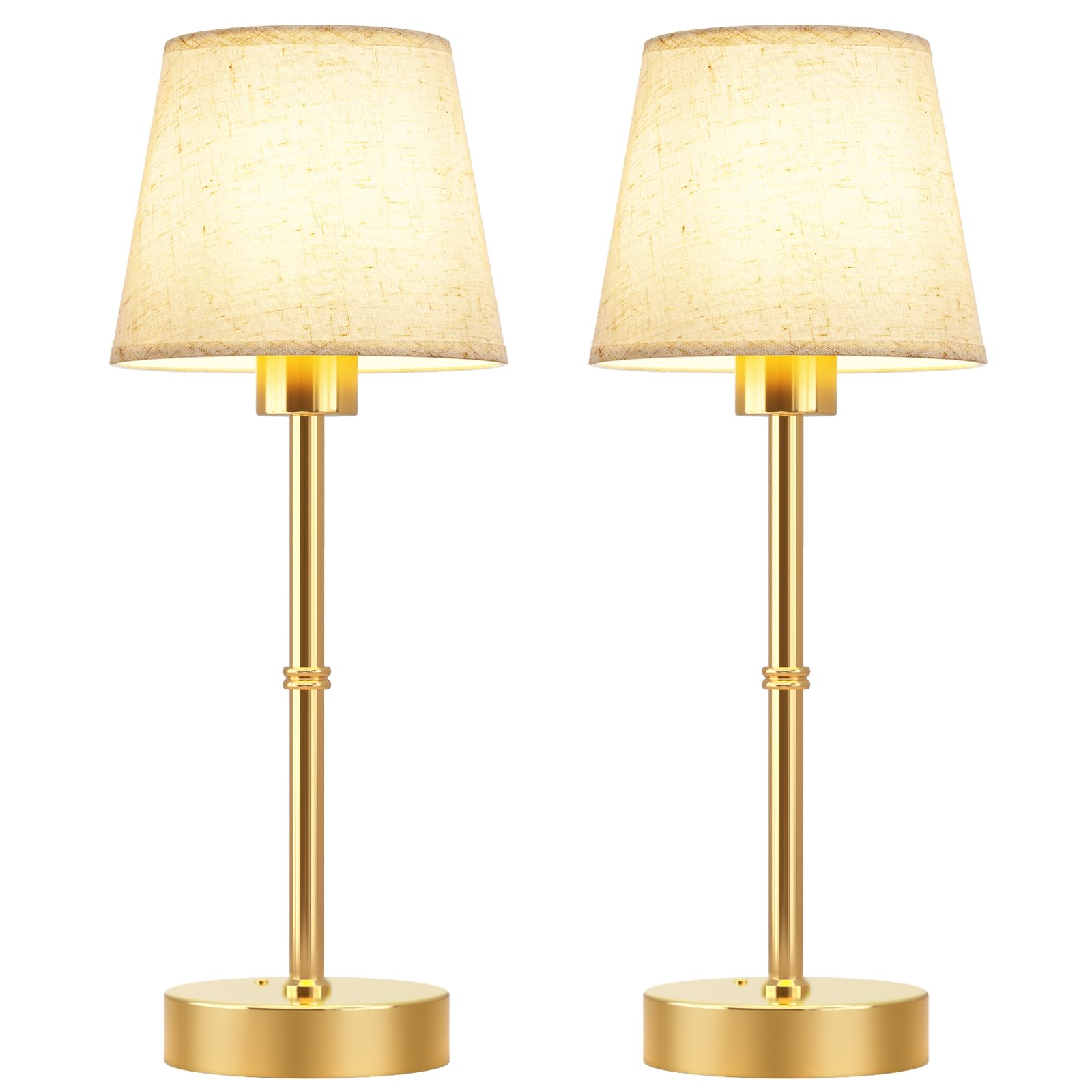 Photo 1 of FRIDEKO HOME Rechargeable Battery Powered Small Table Lamp, Wireless LED Lamps, Cordless Touch Stepless Dimmable Bedside Night Lamp for Bedroom Decor Office Dinning Room Kitchen (Antique Brass-2PCS)