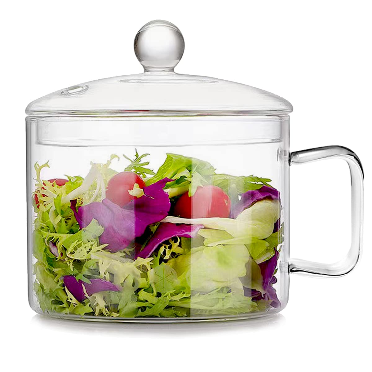 DOERDO Glass Cooking Pot Saucepan with Cover, Multi-Function Stew Pot Cookware Set for Milk, Pasta, Noodles and Soup, 1.5L/51 FL OZ