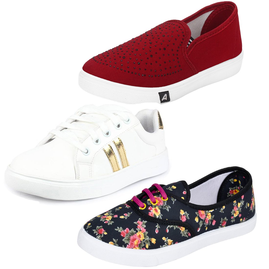 earton women combo pack of 3 casual sneaker with loafer