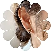 Allereyae Vintage Crystal Square Earrings Rhinestone Square Earrings Gold Square Stud Earrings Sparkly Cz Double Square Earrings Jewelry for Women