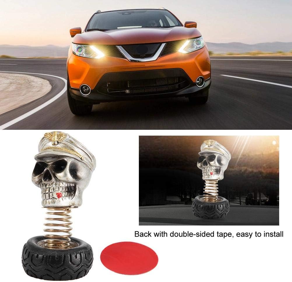 Skull Car Dashboard Ornament, Swing Style, Resin and Metal, 8x4cm, Interior Decoration Accessory, Silver, 8 * 4cm/3.1 * 1.6inch - Image 3