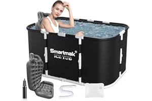 Smartmak Ice Bath Tub with Cover, Portable XL Large Cold Plunge Tub for Athletes, Cold Water Pod Tub Therapy and Recovery, Cold Immersion Training Baths at Home Outdoor Plunge Pool