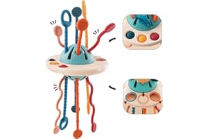 Montessori Toys for 18M+, Food Grade Silicone Pull String Activity Toy, Sensory Toys for Toddlers, Travel Toys for Babies, Ba