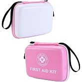 Raismile Small First Aid Kit - 165 Piece Dual-Color Emergency Medical Kit with Hard Shell &amp; Fluorescent Exterior Coating, Emergency First Aid Kit for Home, Car, Travel, Hiking &amp; Outdoor(Pink/White)