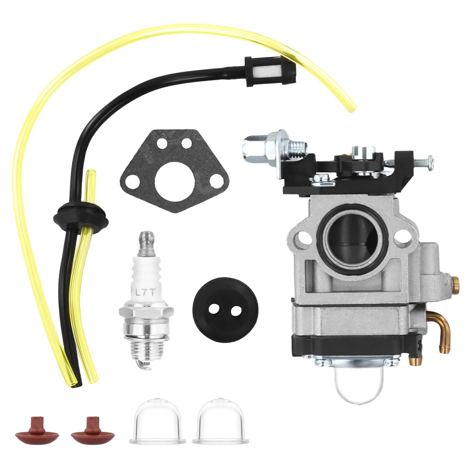 QWORK® Carburetor set for 52cc, 49cc, 43cc brush cutter engine, complete with accessories, for lawn mower accessories
