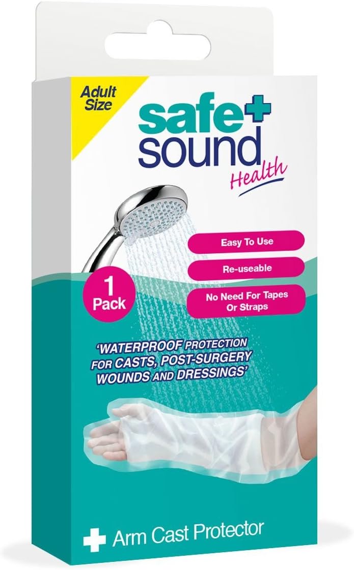 Safe and Sound Arm Cast Protector, Reusable Waterproof Protector for Casts Post-Surgery Wounds and Dressings, 1 Per Pack
