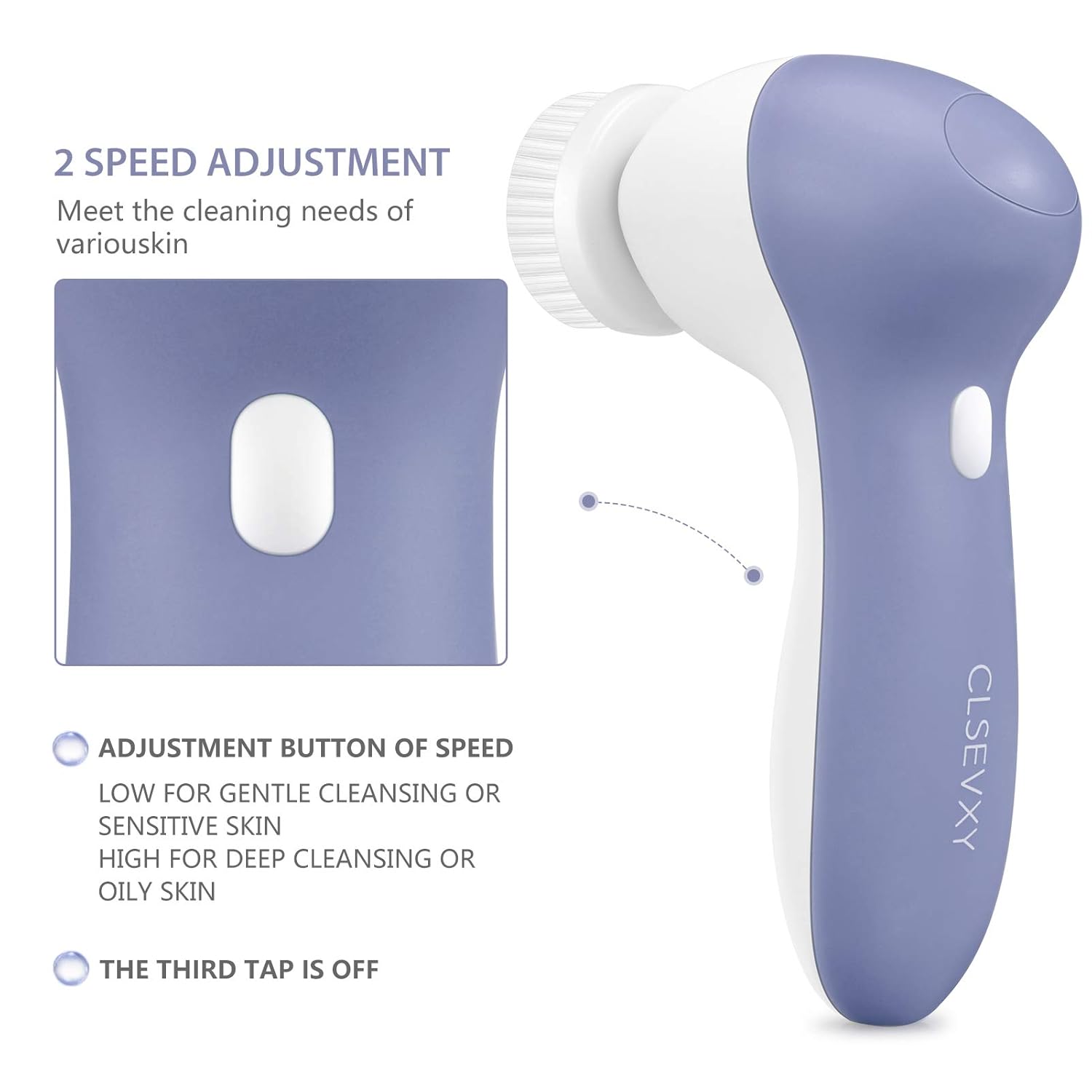 Rechargeable Facial Cleansing Spin Brush Set with 7 Interchangeable Brush Heads - Waterproof Face Spa System by CLSEVXY - Advanced Microdermabrasion for Gentle Exfoliation and Deep Scrubbing(Purple): Beauty
