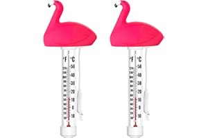 GARDTECH 2 Pack Floating Pool Thermometer, Easy Accurate Reading for Water Temperature, Sturdy and Shatter-Resistant Temperature Gauge Meter with String for Swimming Pools, Hot tub, Spa (Flamingo)