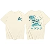 Fkatuzi Cute Hawaiian T Shirts for Girls Kids Beach Hibiscus Flower Shirt Palm Tree Graphic Tees Tropical Vacation Cotton Top