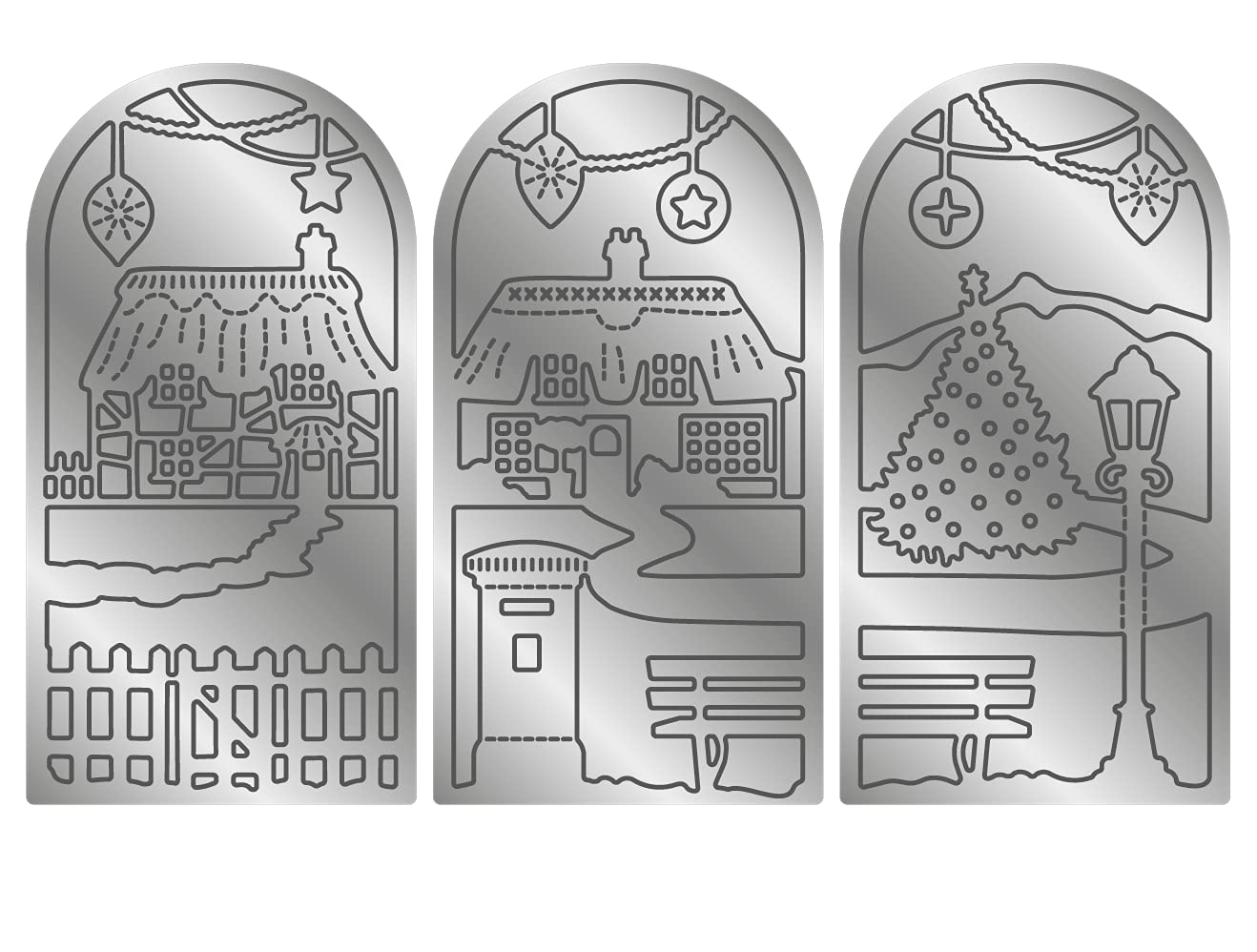 Gemini Elements Christmas Triptych Metal Dies-Quaint Village, Silver, One Size